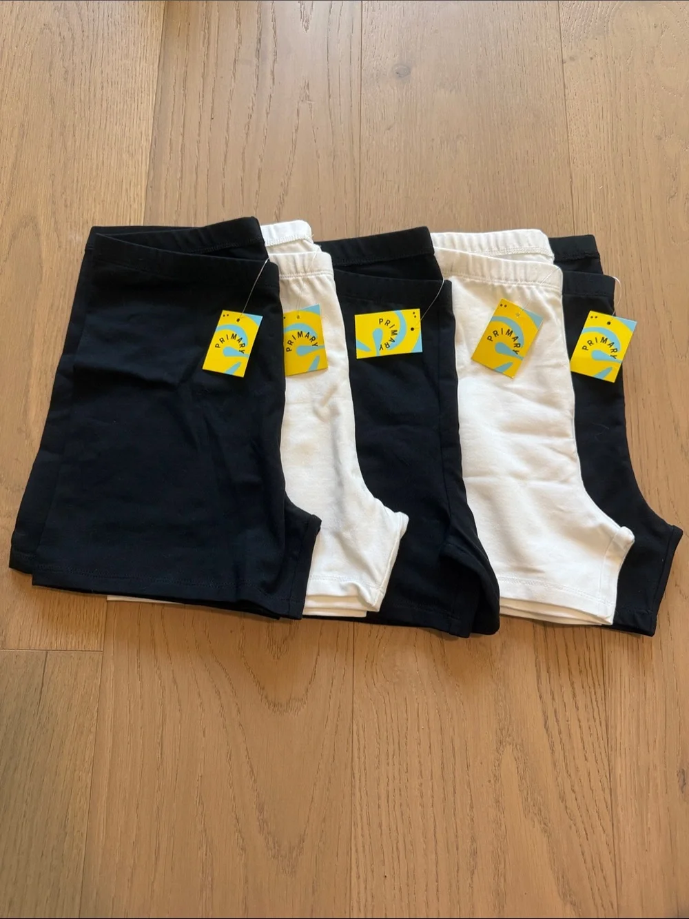 Primary Girls Black and White Bike Shorts 5-Pack- Size 14- NEW